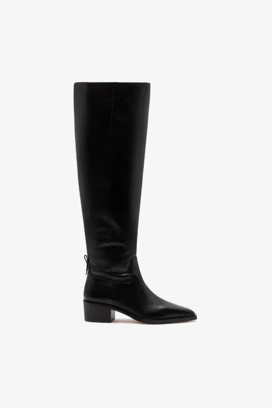 Florencia Hi Boot In Black Leather sold by Larroude