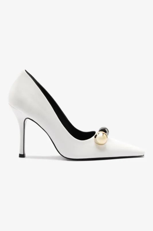 Larroudé x CPPXO Pump In White Leather sold by Larroude