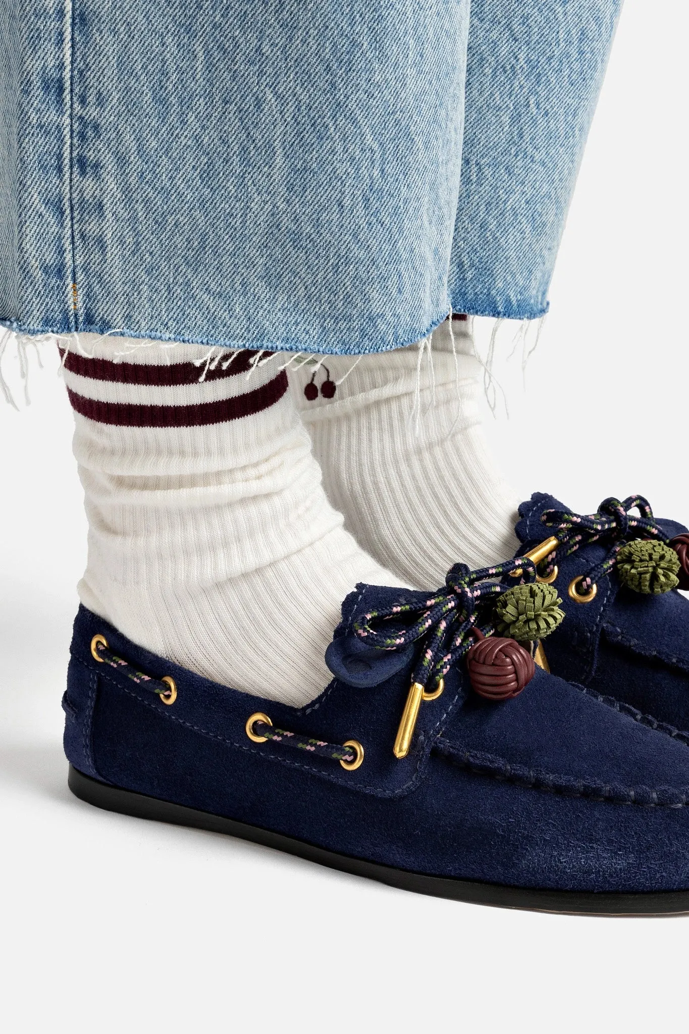 Cyprus Boat Shoe In Navy Suede sold by Larroude product image thumbnail 5