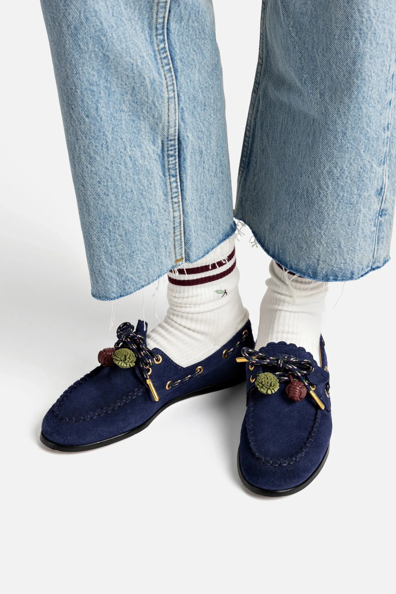 Cyprus Boat Shoe In Navy Suede sold by Larroude product image thumbnail 2