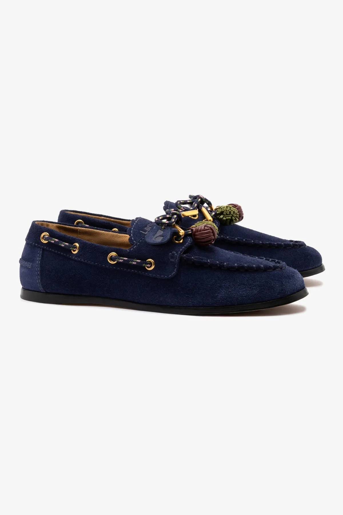 Cyprus Boat Shoe In Navy Suede sold by Larroude product image thumbnail 3