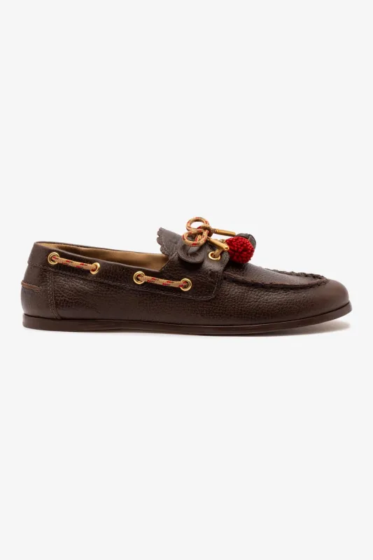 Cyprus Boat Shoe In Brown Leather sold by Larroude