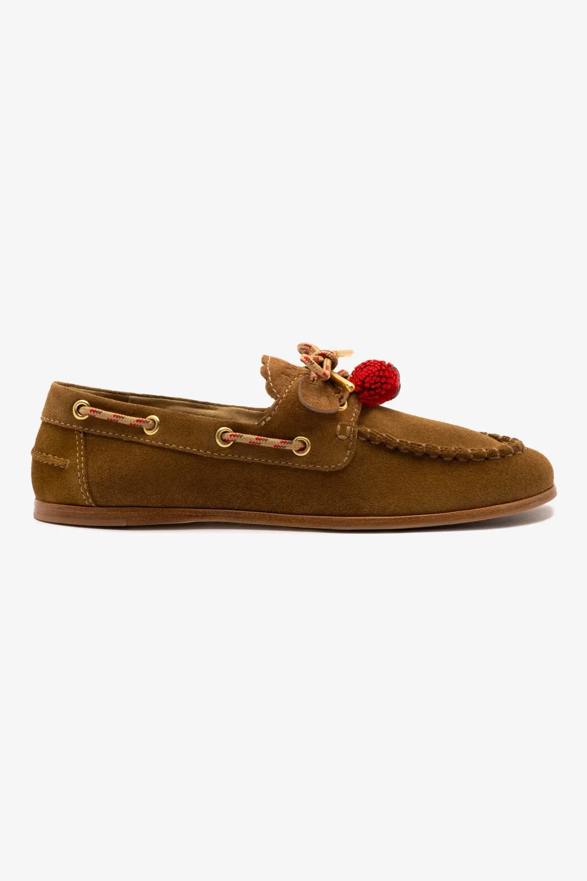 Cyprus Boat Shoe In Russet Suede sold by Larroude