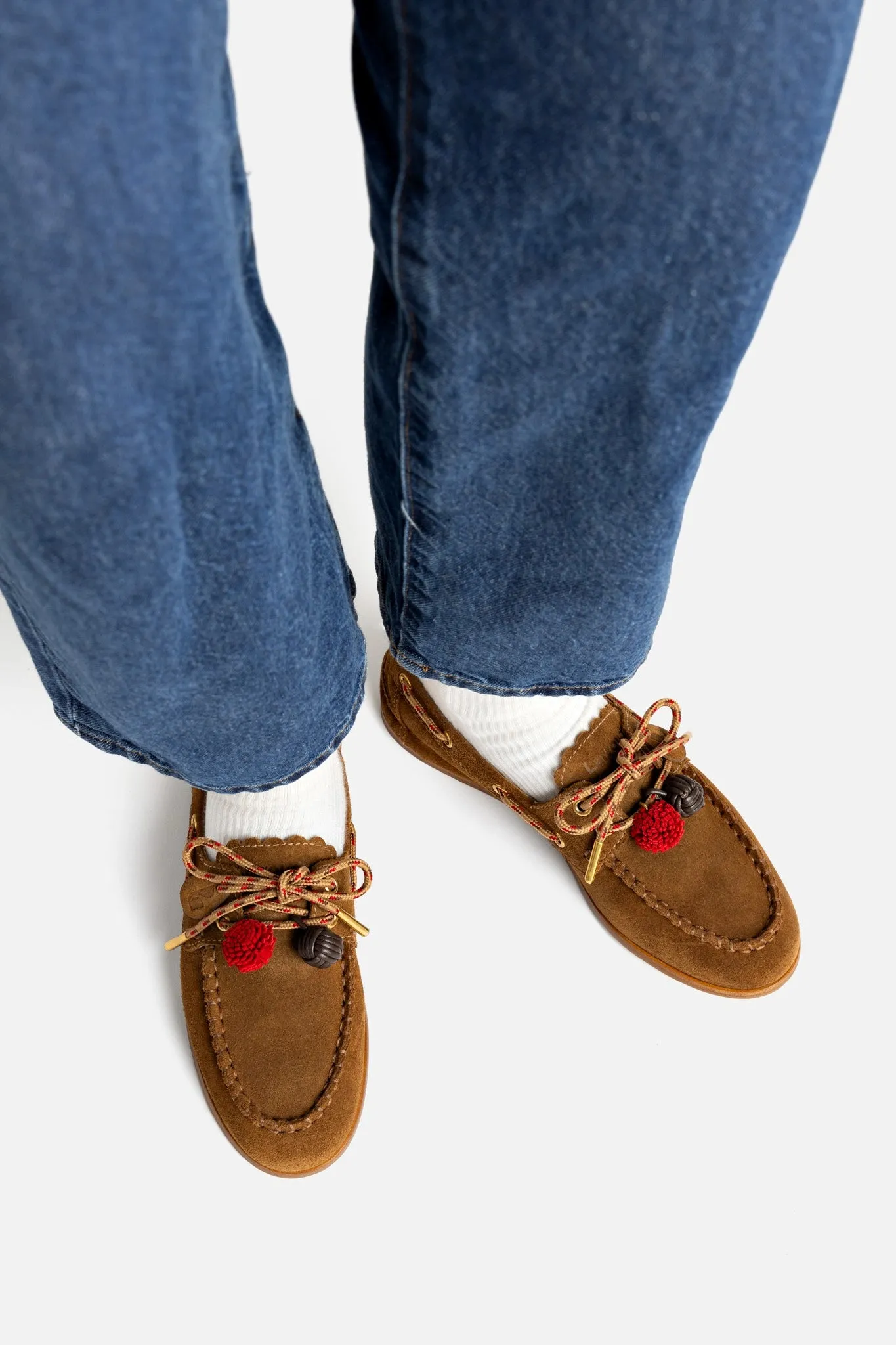 Cyprus Boat Shoe In Russet Suede sold by Larroude product image thumbnail 2