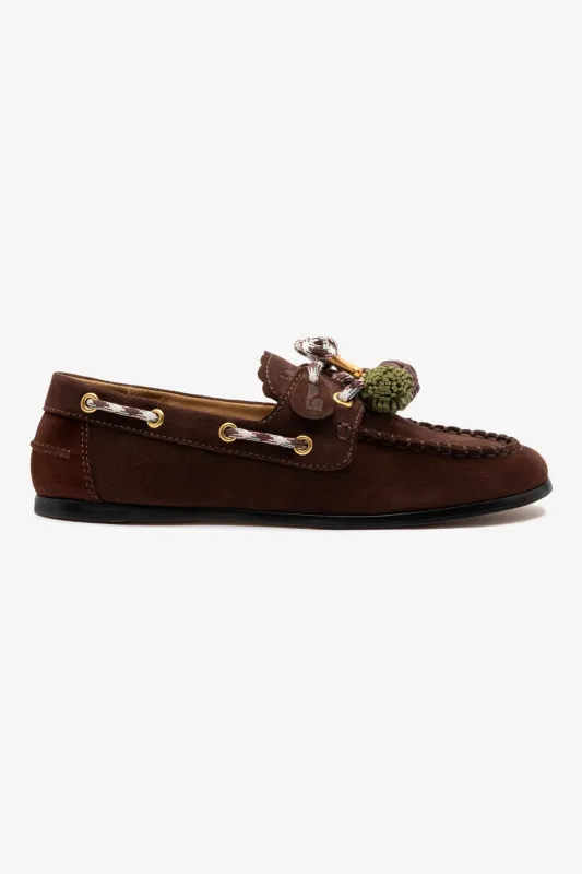 Cyprus Boat Shoe In Brown Suede sold by Larroude
