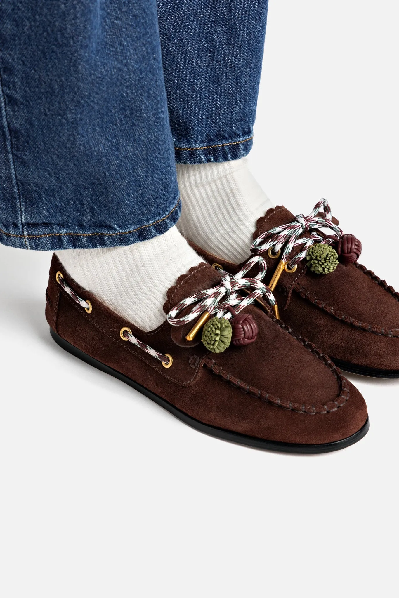 Cyprus Boat Shoe In Brown Suede sold by Larroude product image thumbnail 5