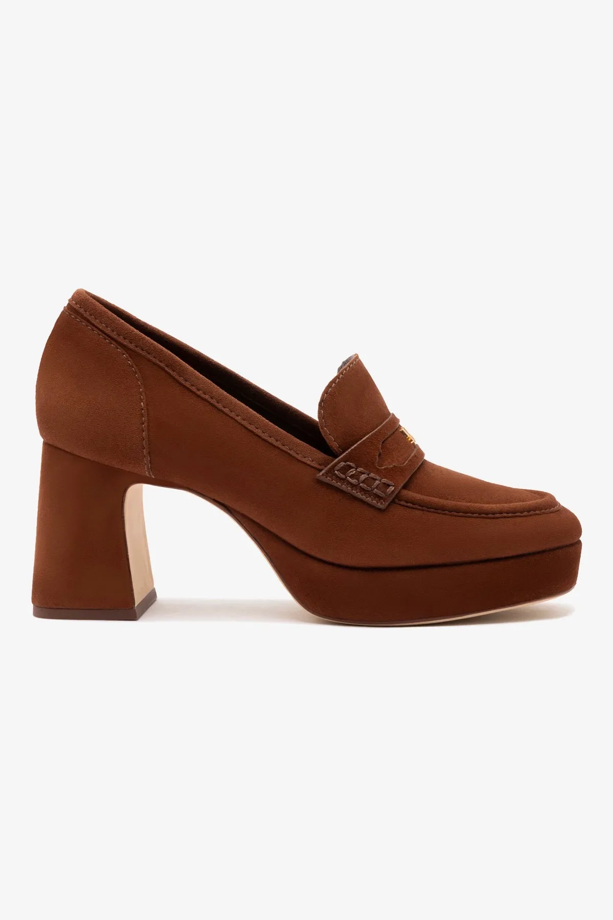 Suki Platform In Burnt Umber Suede sold by Larroude