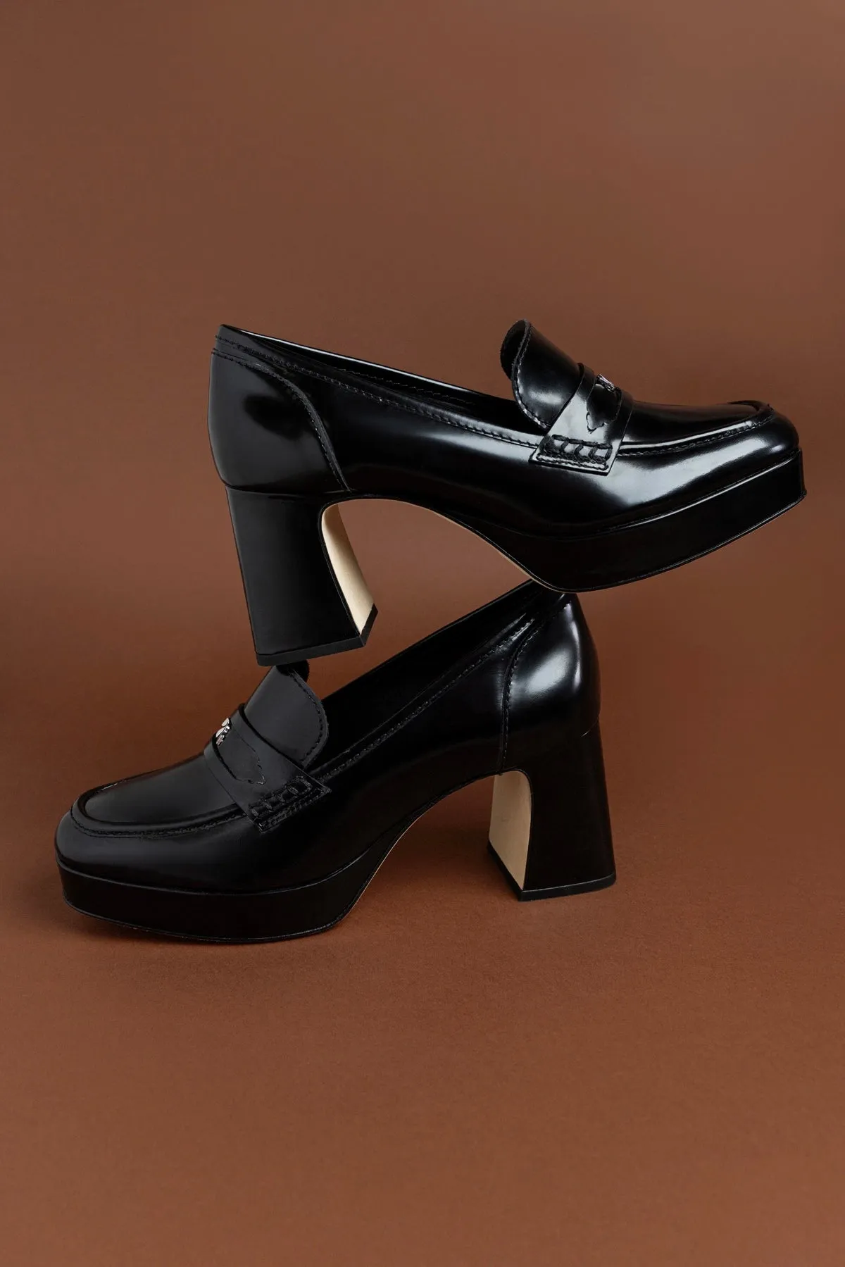 Suki Platform In Black Box Leather sold by Larroude product image thumbnail 2