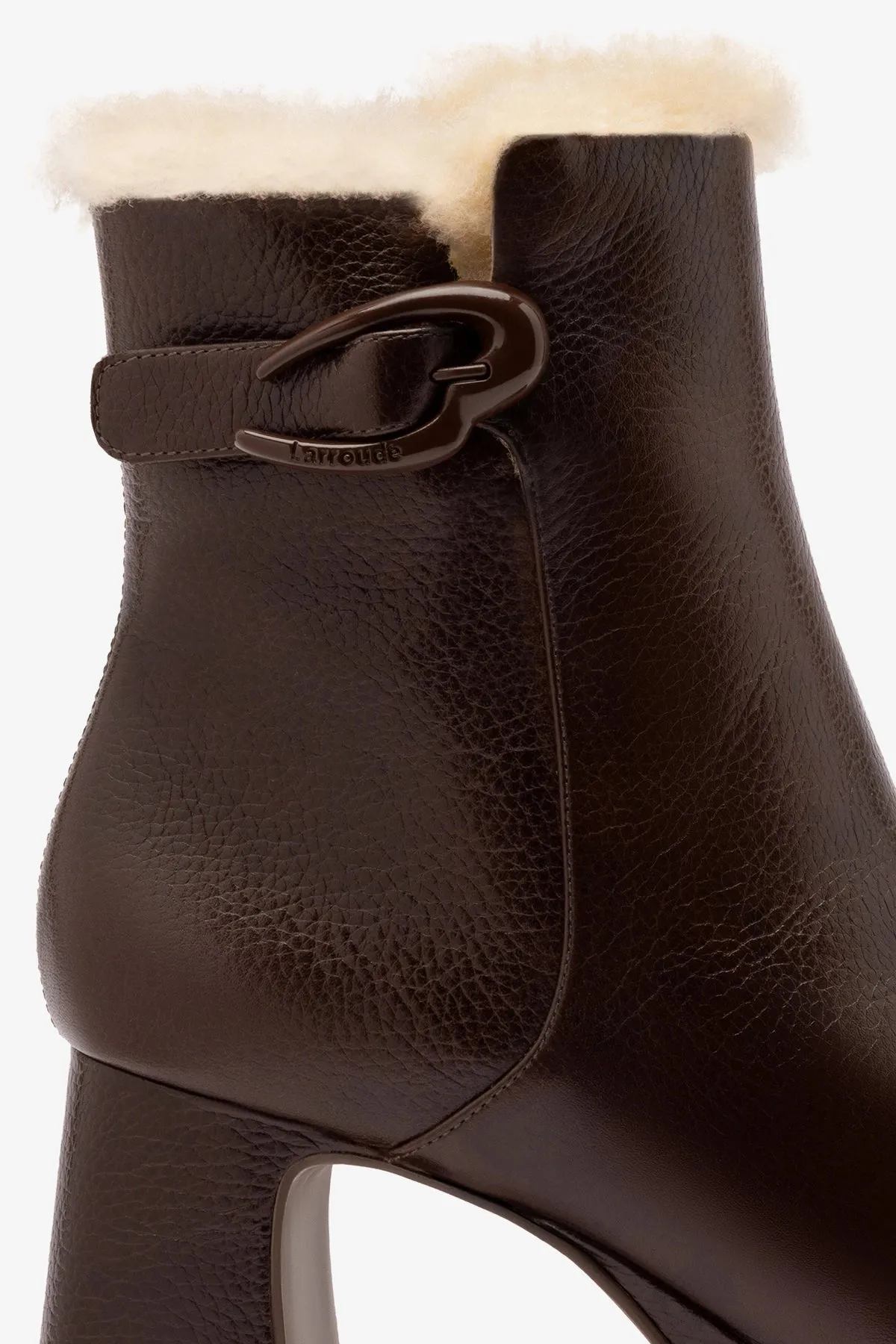 Dolly Verona Low Boot In Brown Leather And Natural Shearling sold by Larroude product image thumbnail 4