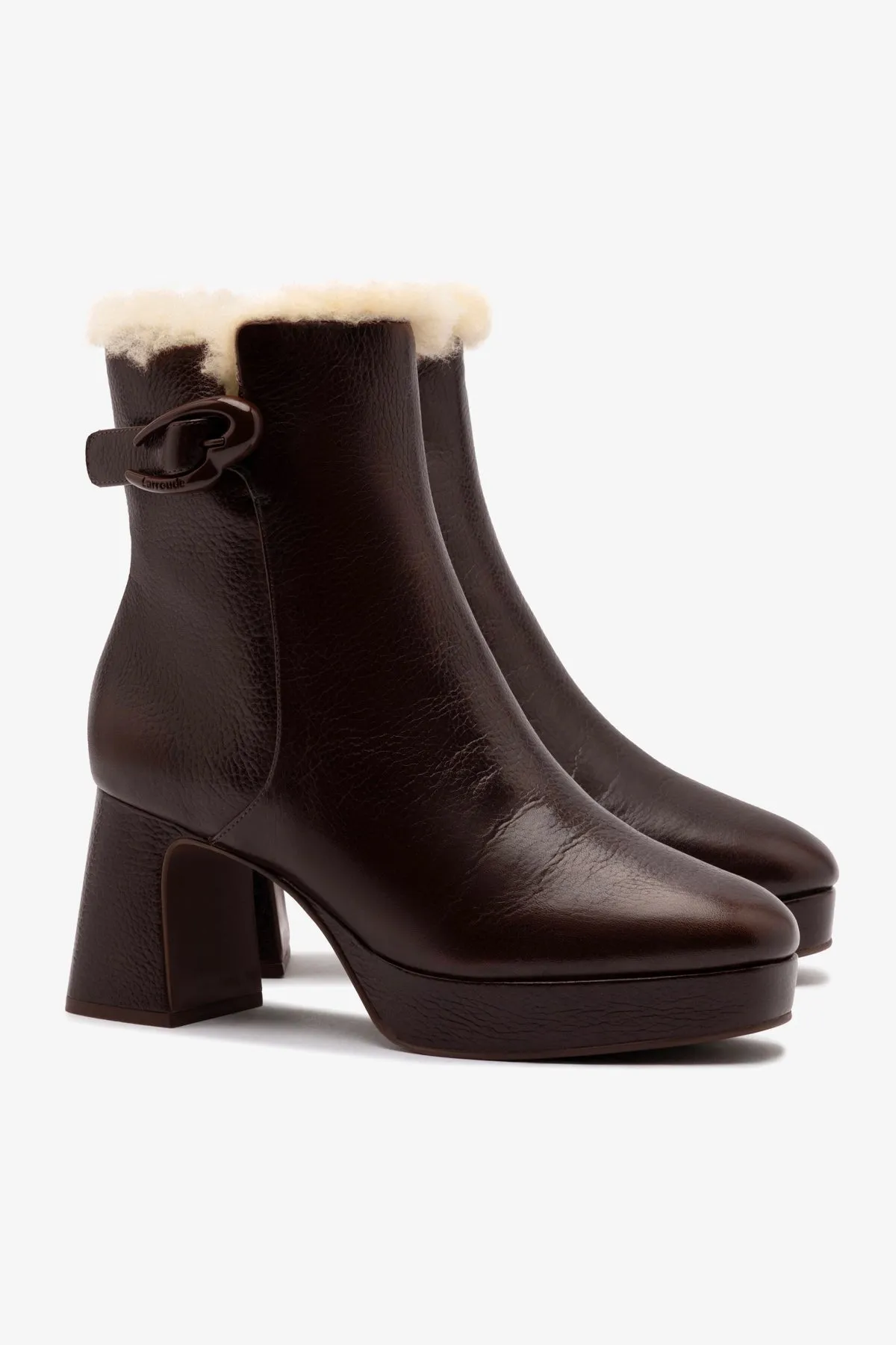 Dolly Verona Low Boot In Brown Leather And Natural Shearling sold by Larroude product image thumbnail 3