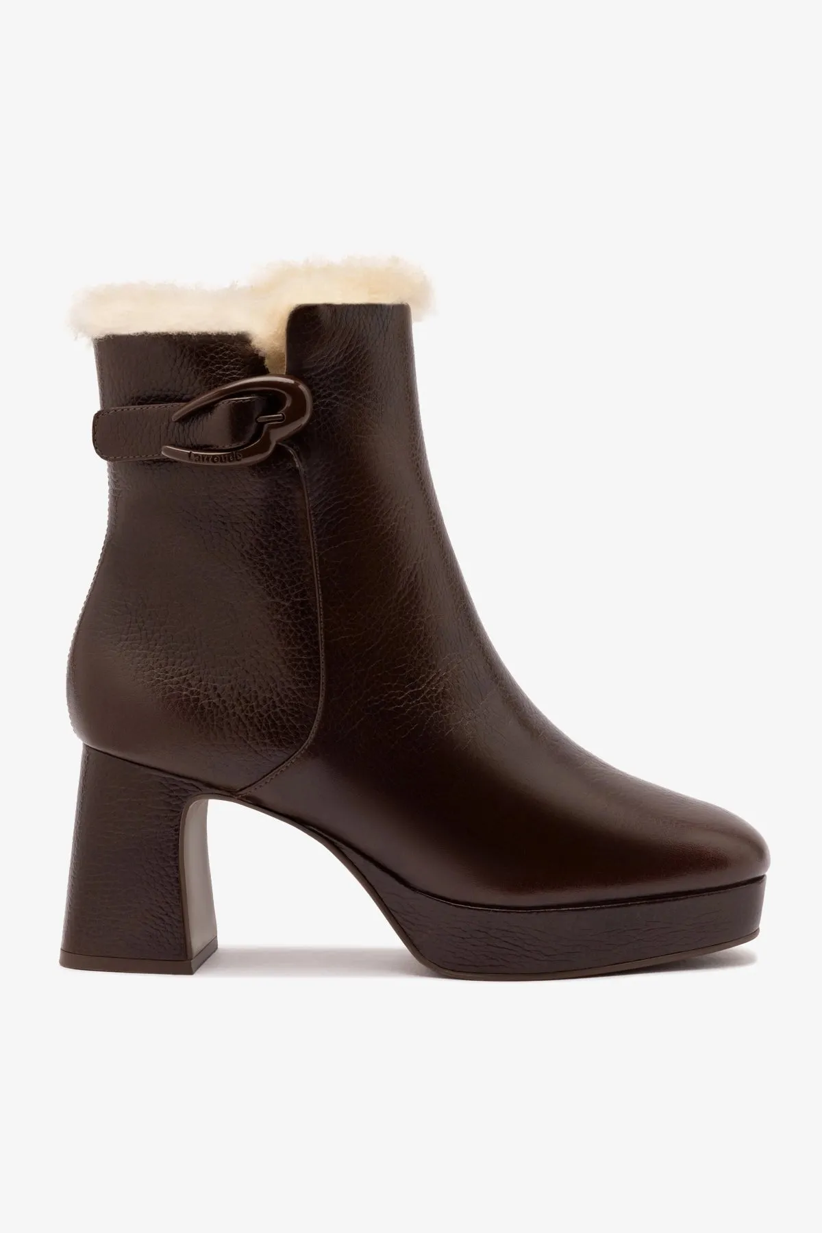 Dolly Verona Low Boot In Brown Leather And Natural Shearling sold by Larroude