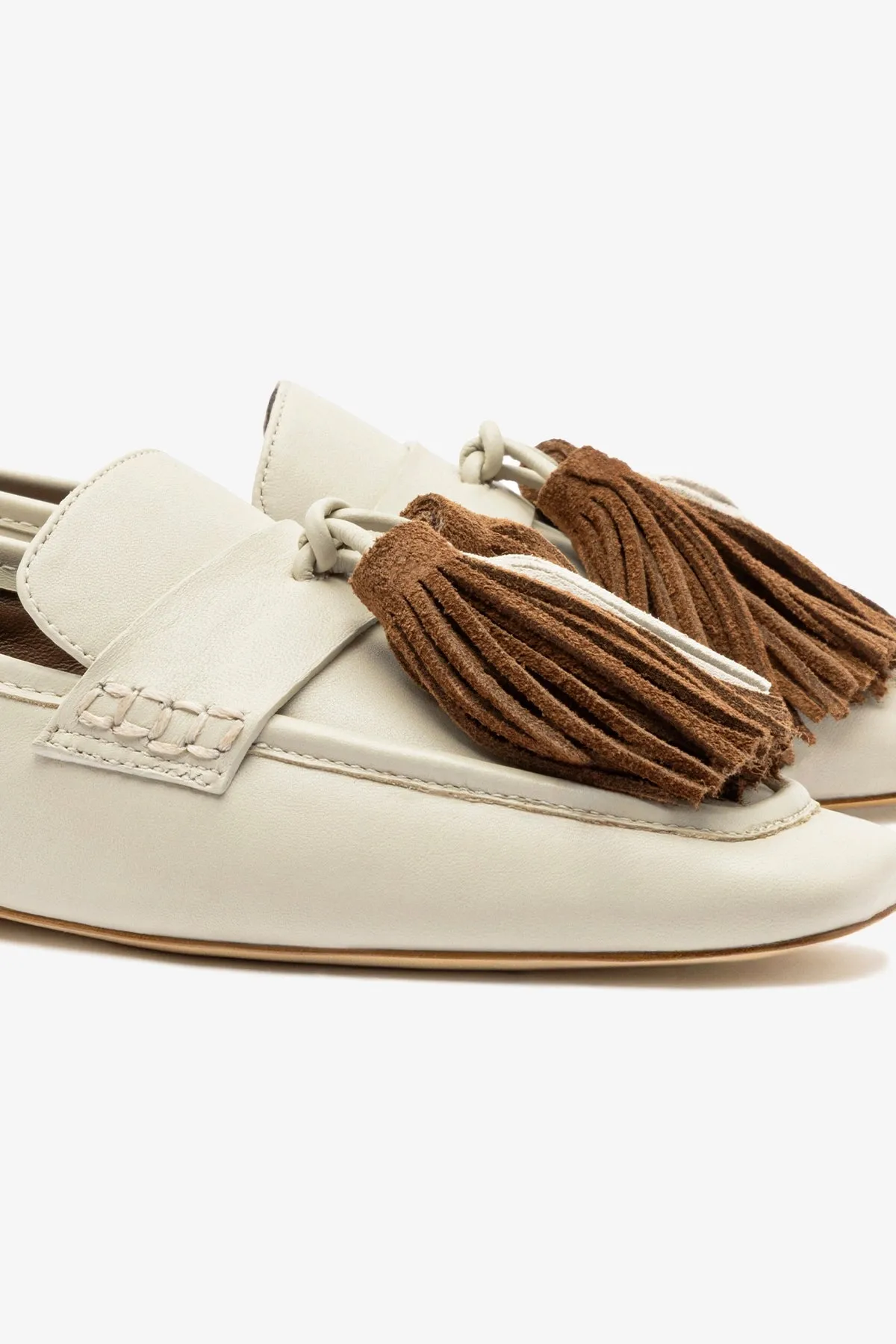 Suki Tassel In Ivory Leather sold by Larroude product image thumbnail 4