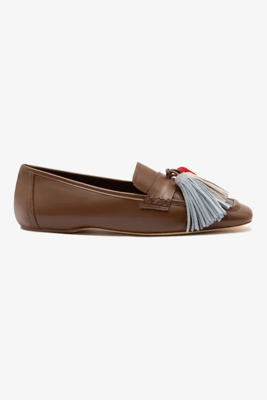 Suki Tassel In Burnt Umber Leather sold by Larroude