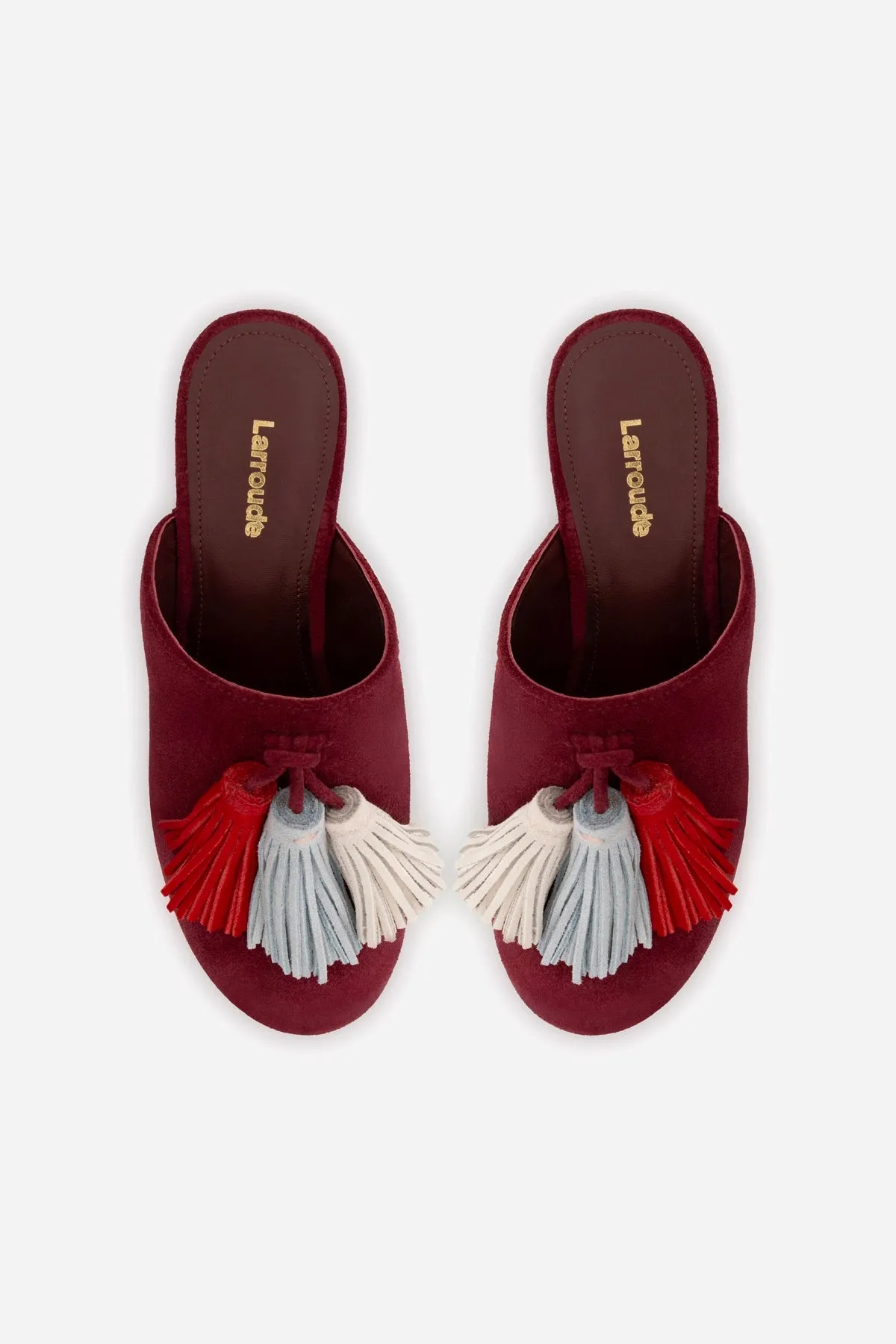 Miso Wooden Tassel Clog In Burgundy Suede sold by Larroude product image thumbnail 5