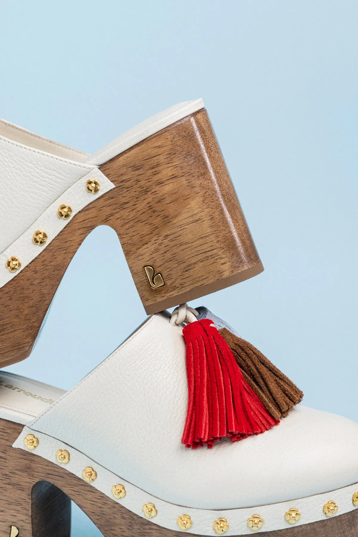 Miso Wooden Tassel Clog In Ivory Leather sold by Larroude product image thumbnail 2