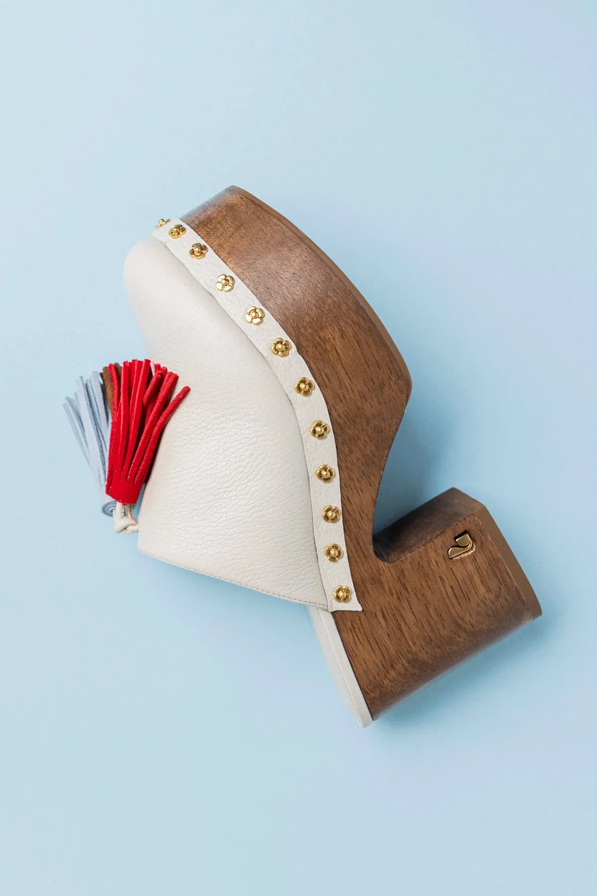 Miso Wooden Tassel Clog In Ivory Leather sold by Larroude product image thumbnail 5