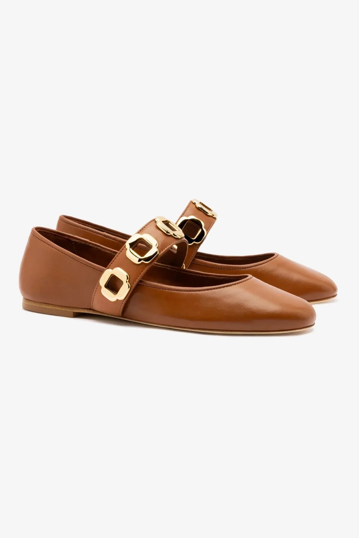 Milan Ballet Flat In Caramel Leather sold by Larroude product image thumbnail 3