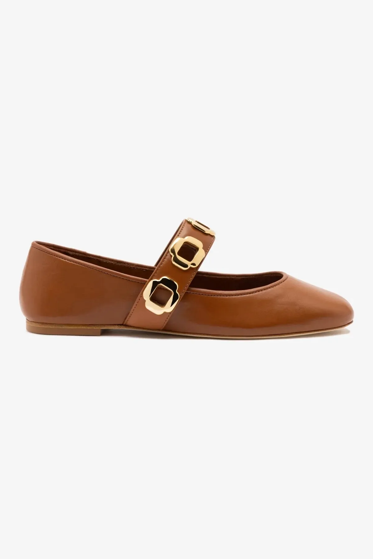 Milan Ballet Flat In Caramel Leather sold by Larroude