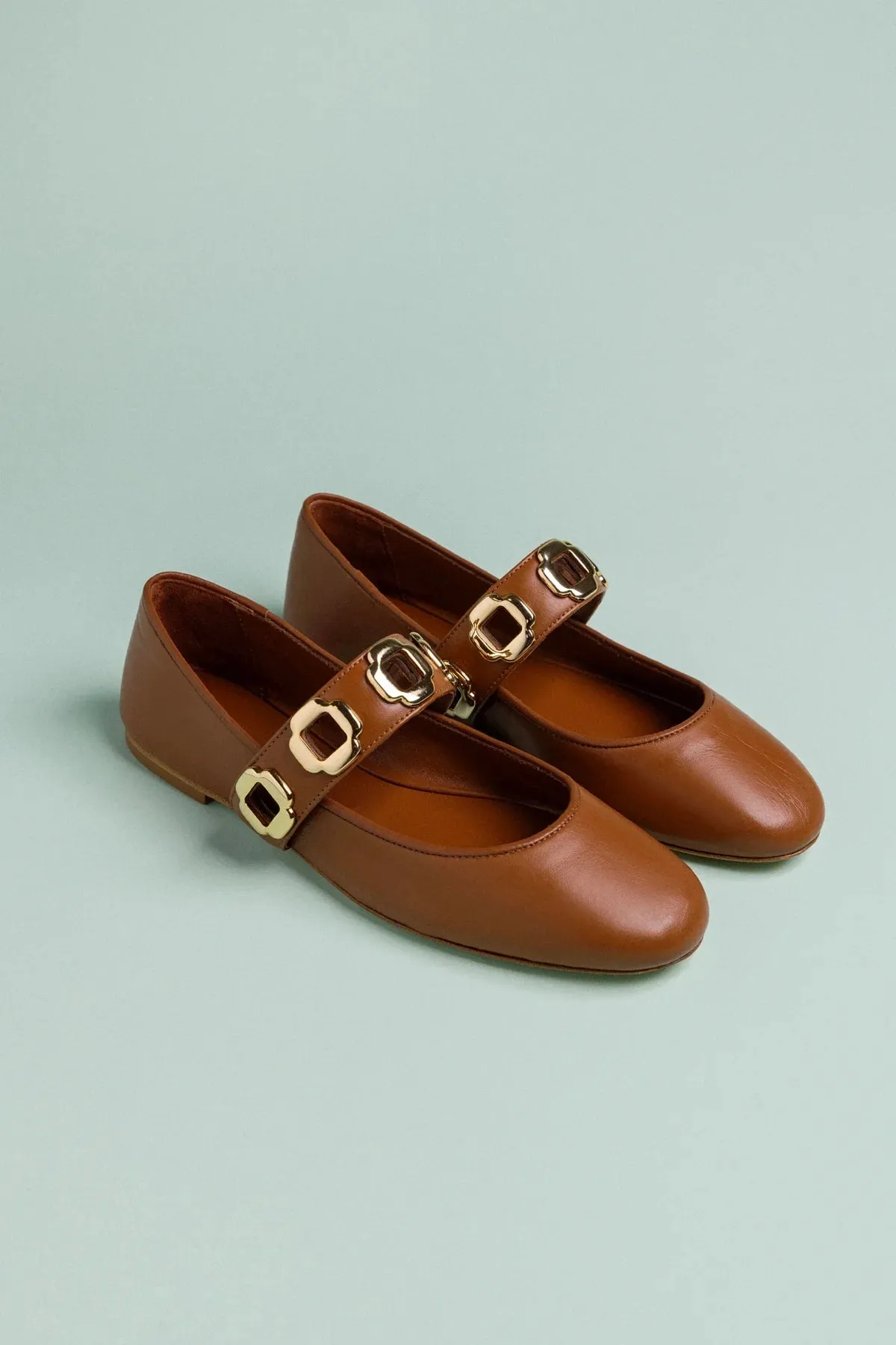 Milan Ballet Flat In Caramel Leather sold by Larroude product image thumbnail 2