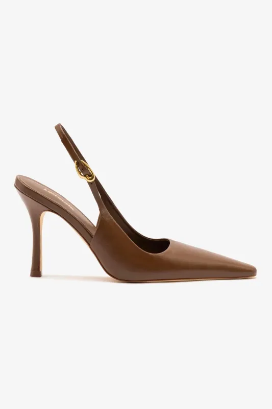 Carine Pump In Burnt Umber Leather sold by Larroude