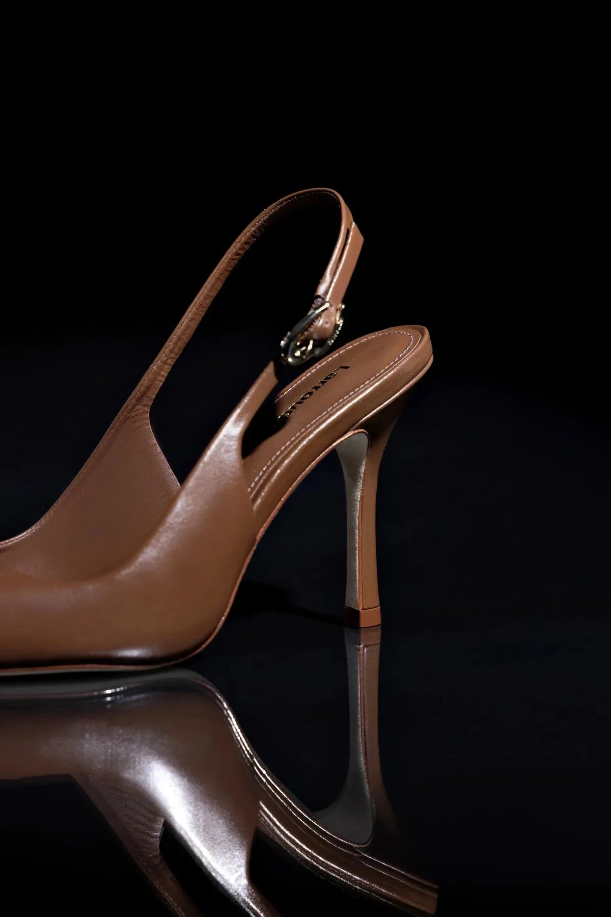 Carine Pump In Burnt Umber Leather sold by Larroude product image thumbnail 2