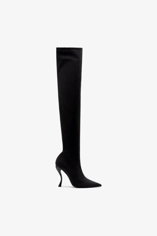 Larroudé by Nicolò B. Anastasia Boot In Black Lycra sold by Larroude
