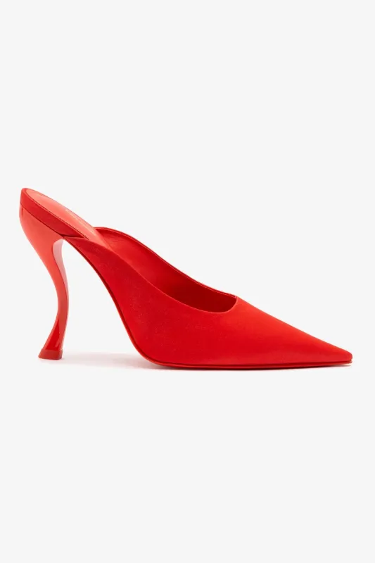 Larroudé by Nicolò B. Inna Mule In Scarlet Satin sold by Larroude
