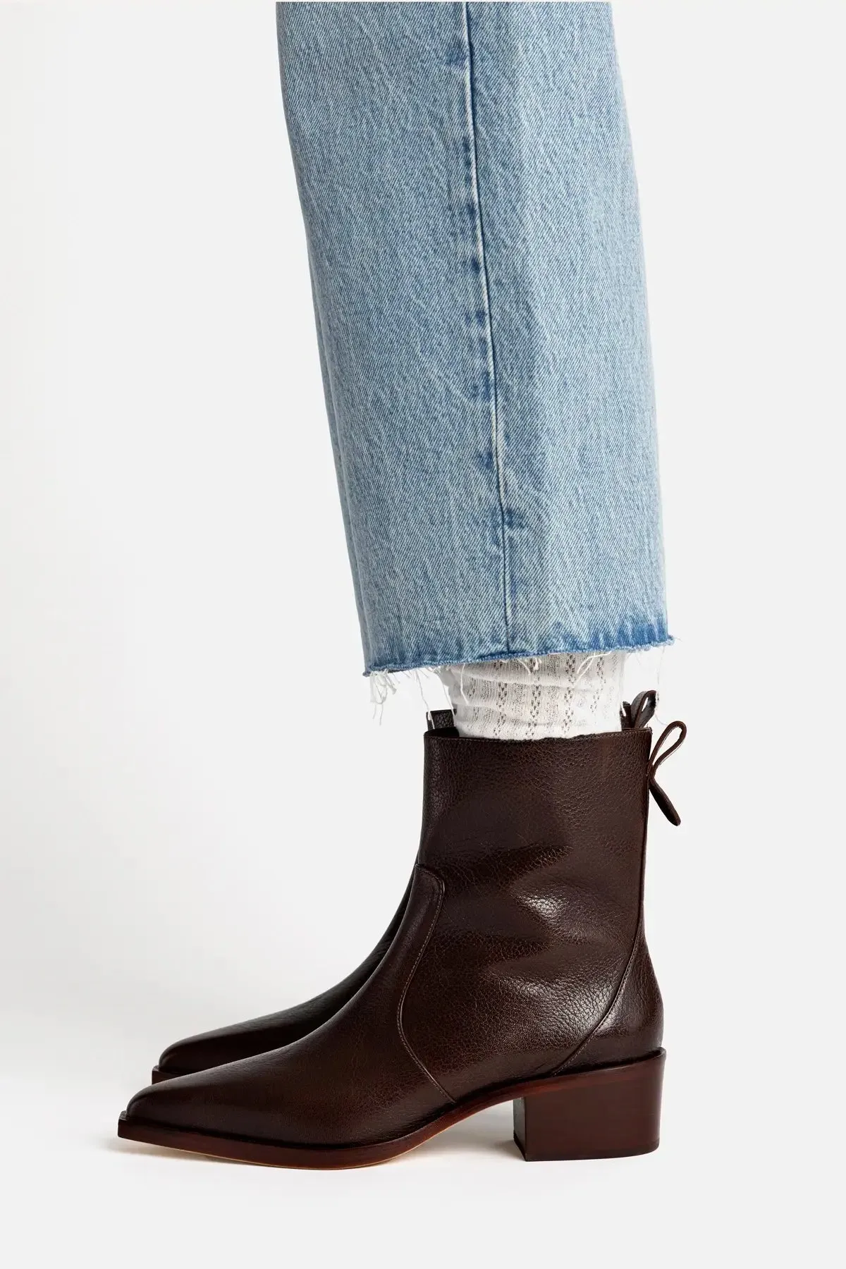 Florencia Low Boot In Brown Leather sold by Larroude product image thumbnail 2