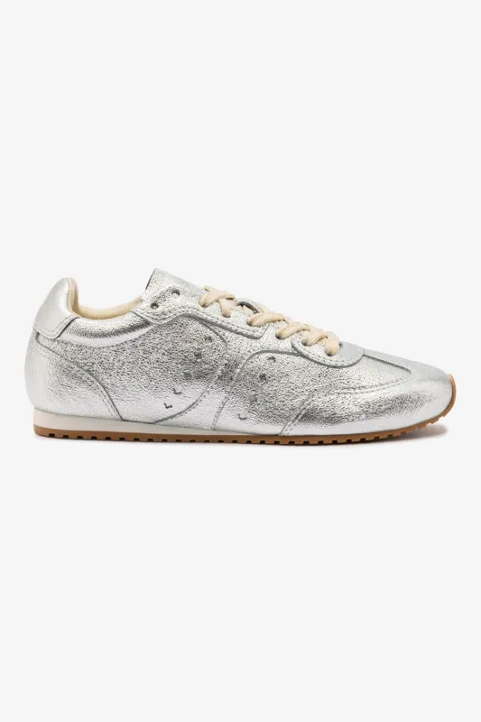 Stella Sneaker In Silver Metallic Leather sold by Larroude
