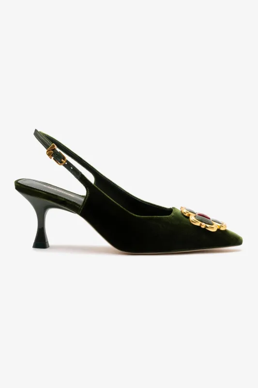 Chrissy Low Pump In Bosco Velvet sold by Larroude
