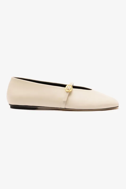 Misty Ballerina Flat In Ivory Leather sold by Larroude