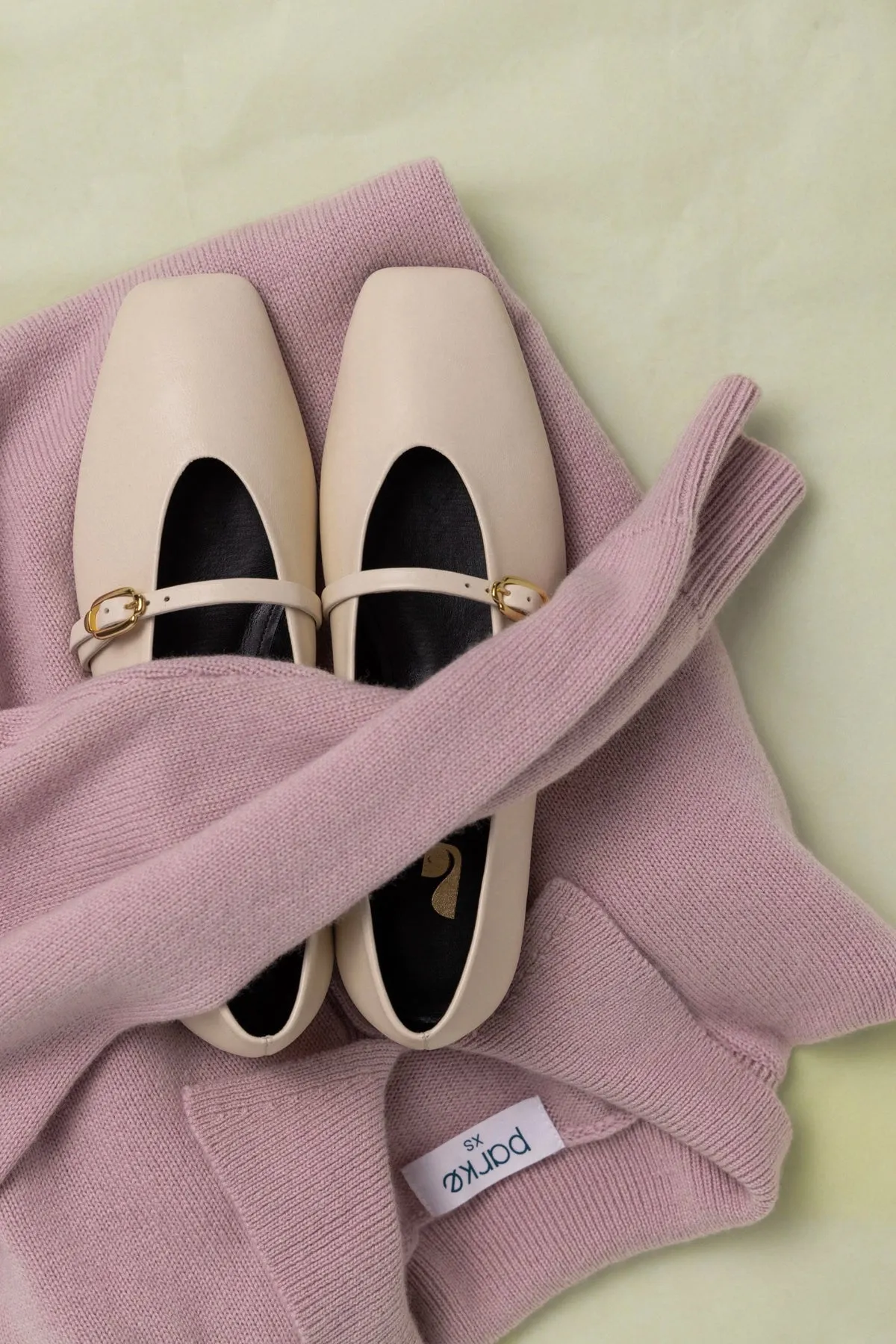 Misty Ballerina Flat In Ivory Leather sold by Larroude product image thumbnail 5