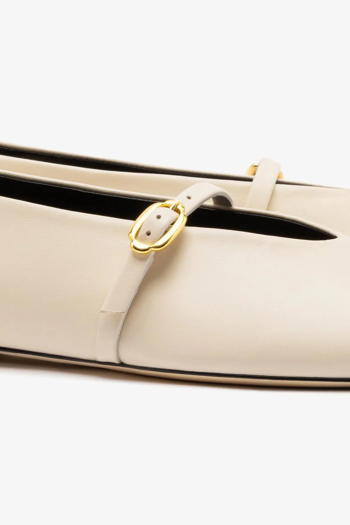 Misty Ballerina Flat In Ivory Leather sold by Larroude product image thumbnail 4