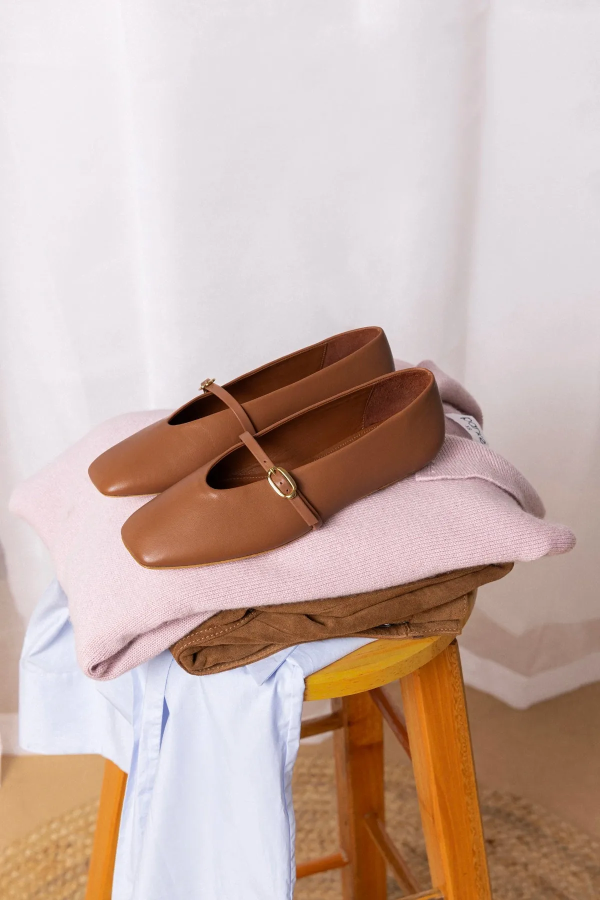 Misty Ballerina Flat In Caramel Leather sold by Larroude product image thumbnail 5