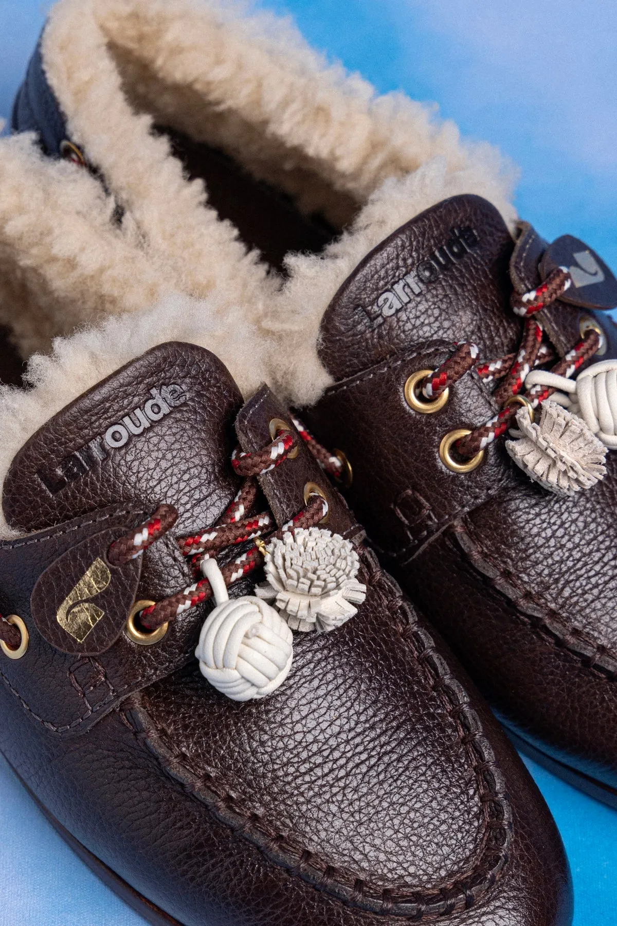 Cyprus Boat Shoe In Brown Leather and Natural Shearling sold by Larroude product image thumbnail 5