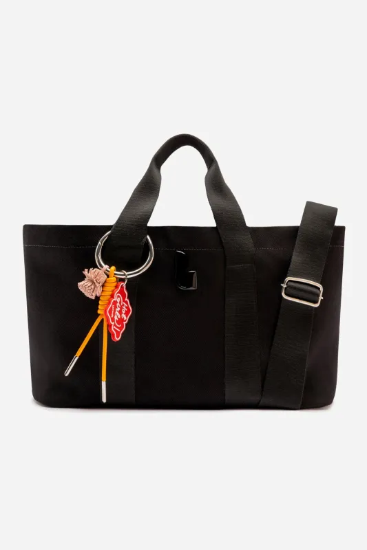 Americana Tote Bag In Black Denim sold by Larroude