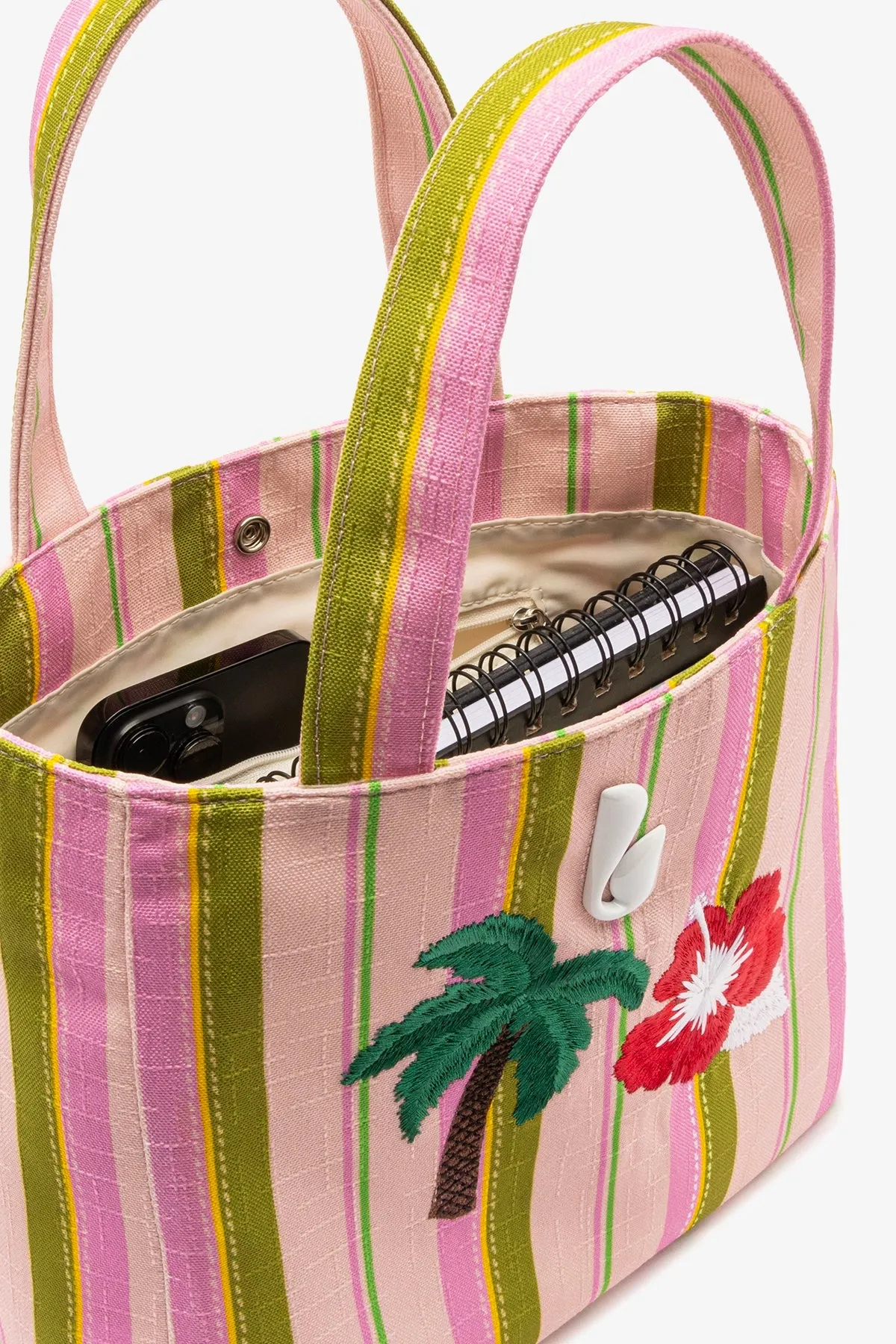 Poppy Mini Tote Bag In Tulip And Emerald Raffia sold by Larroude product image thumbnail 5