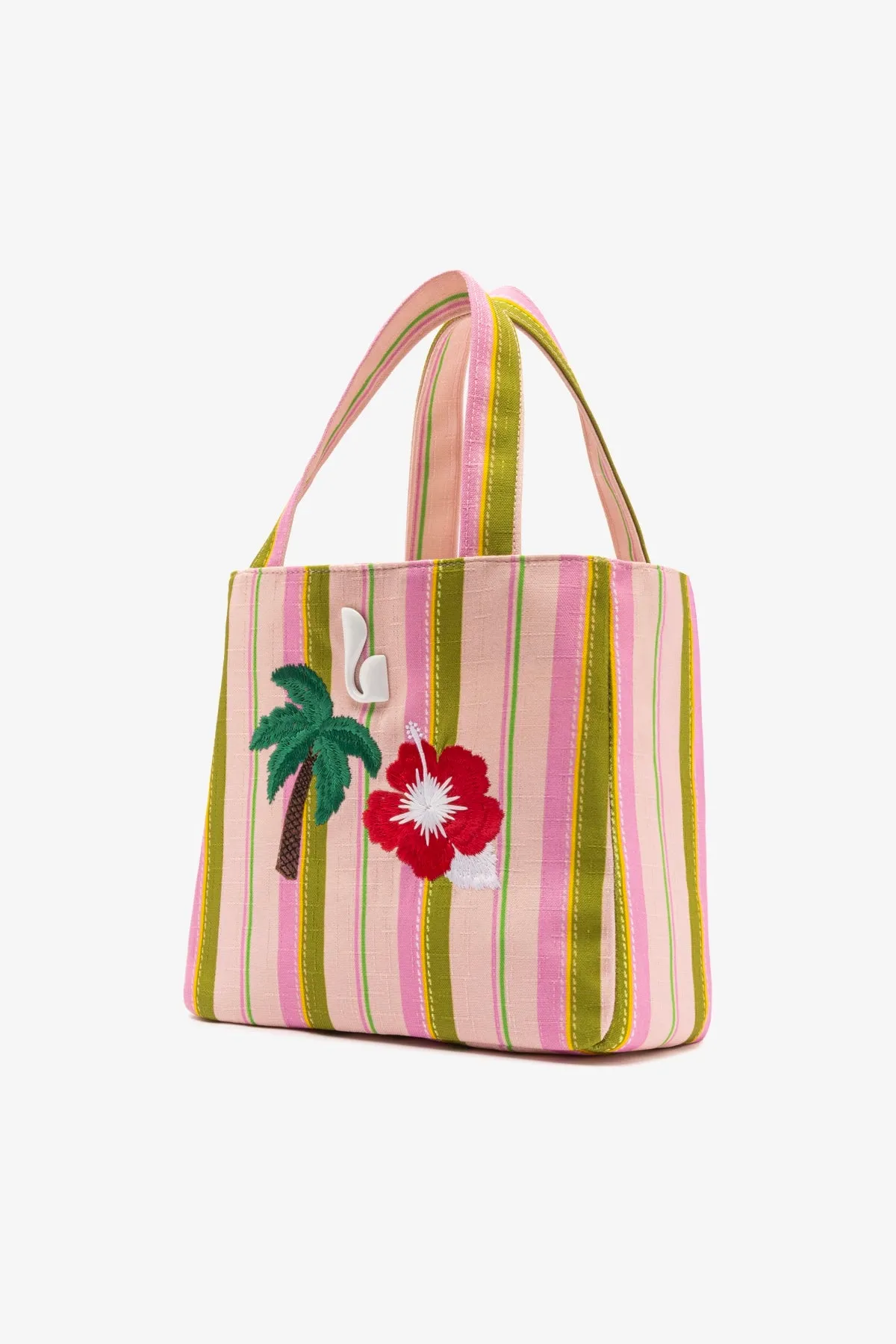 Poppy Mini Tote Bag In Tulip And Emerald Raffia sold by Larroude product image thumbnail 3