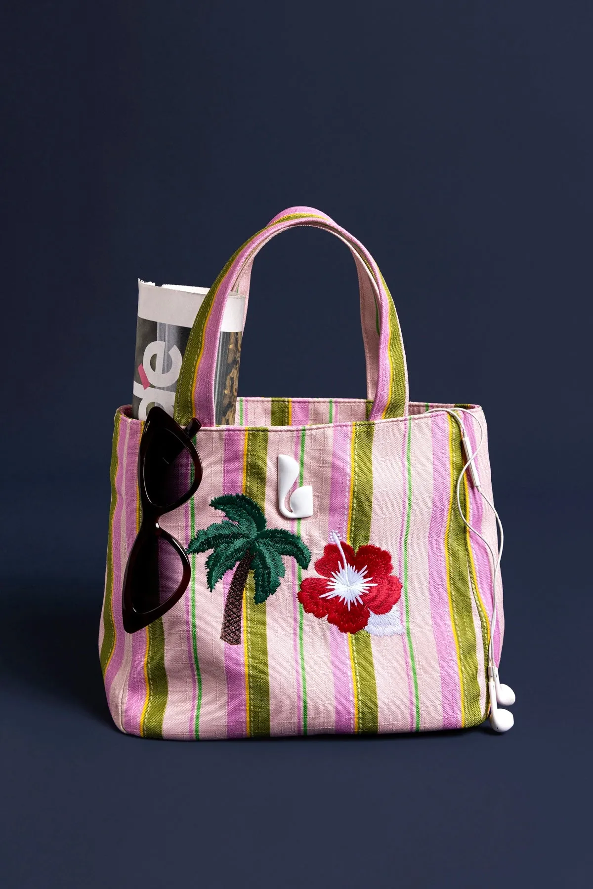 Poppy Mini Tote Bag In Tulip And Emerald Raffia sold by Larroude product image thumbnail 2