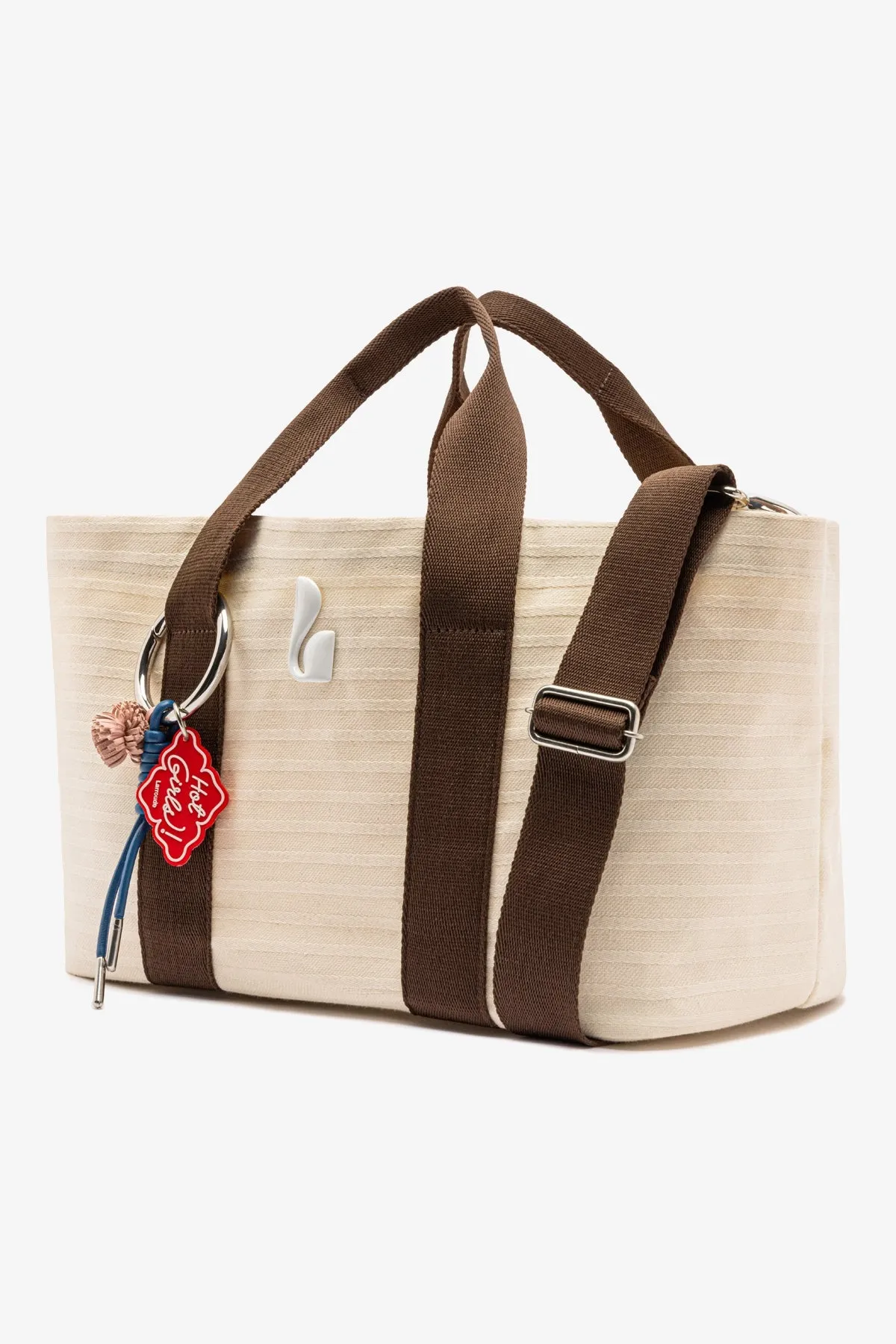 Americana Tote Bag In Ivory Awning Stripe sold by Larroude product image thumbnail 3