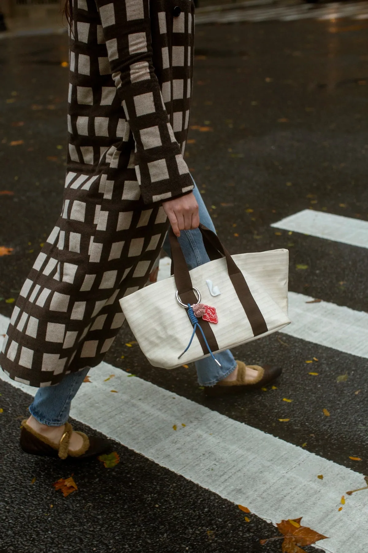 Americana Tote Bag In Ivory Awning Stripe sold by Larroude product image thumbnail 2
