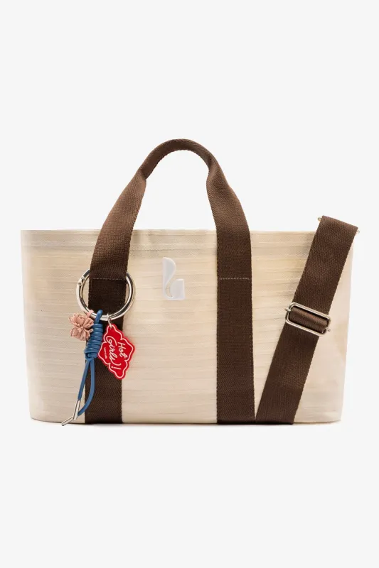 Americana Tote Bag In Ivory Awning Stripe sold by Larroude