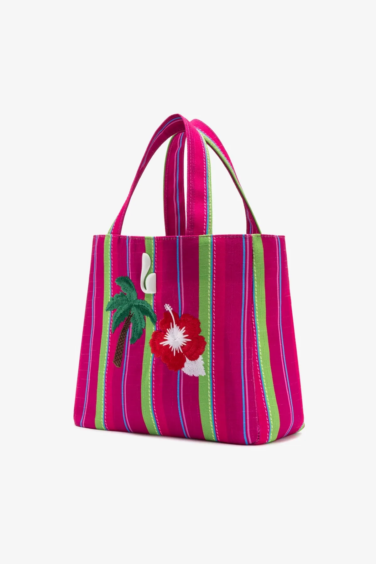 Poppy Mini Tote Bag In Pink And Emerald Raffia sold by Larroude product image thumbnail 3