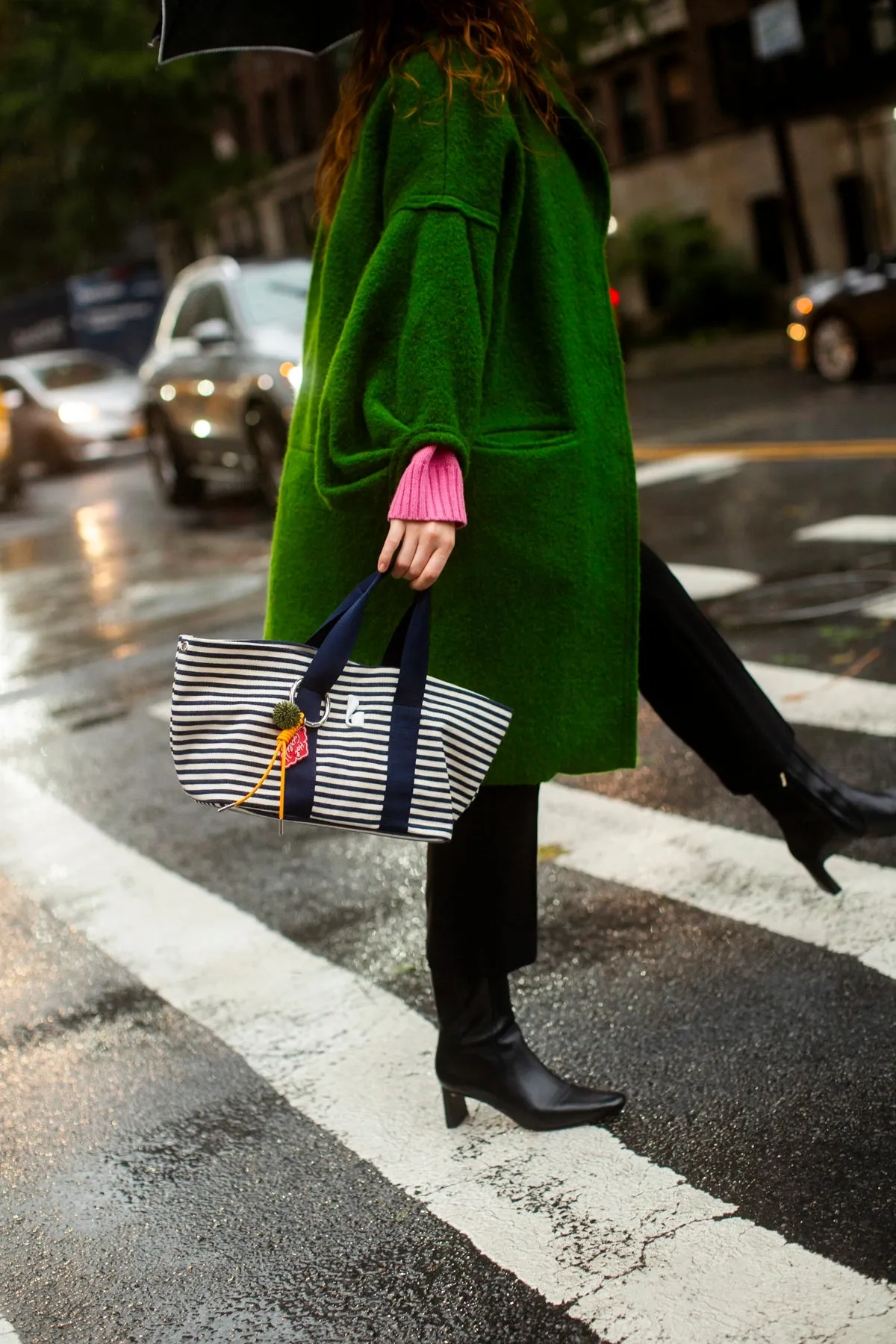 Americana Tote Bag In Indigo And Natural Awning Stripe sold by Larroude product image thumbnail 2