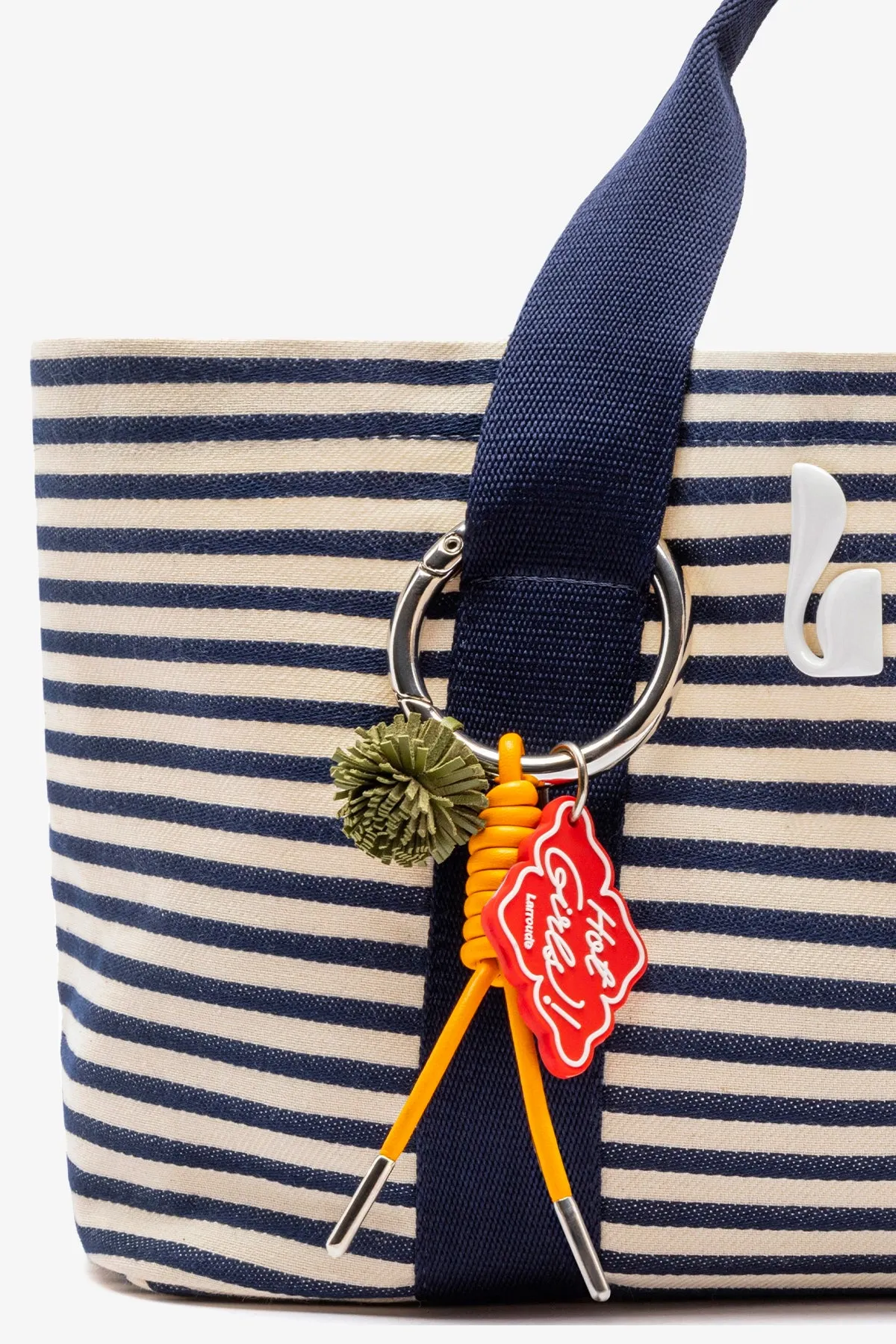 Americana Tote Bag In Indigo And Natural Awning Stripe sold by Larroude product image thumbnail 4