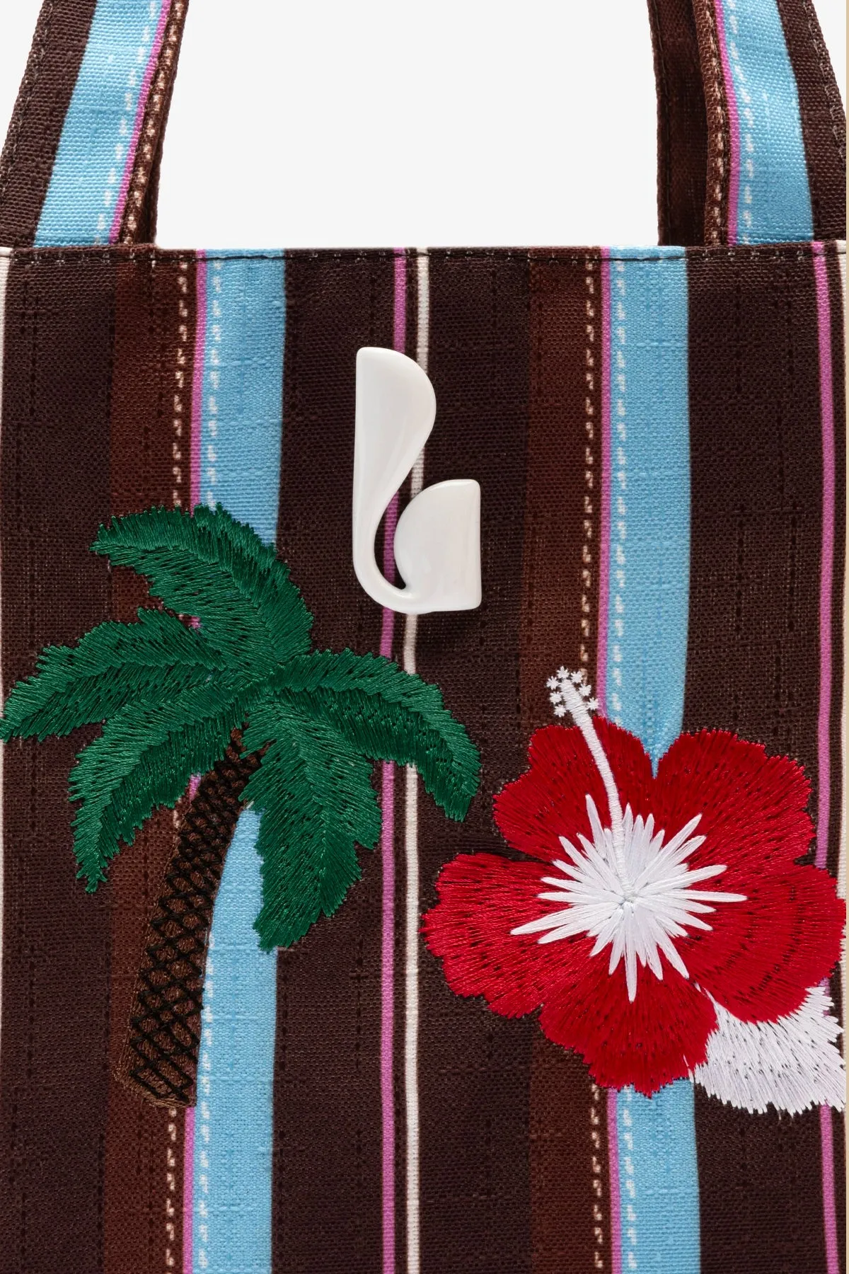 Poppy Mini Tote Bag In Brown And Azure Raffia sold by Larroude product image thumbnail 5