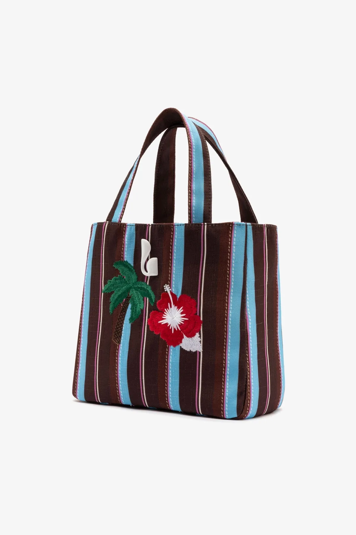 Poppy Mini Tote Bag In Brown And Azure Raffia sold by Larroude product image thumbnail 3