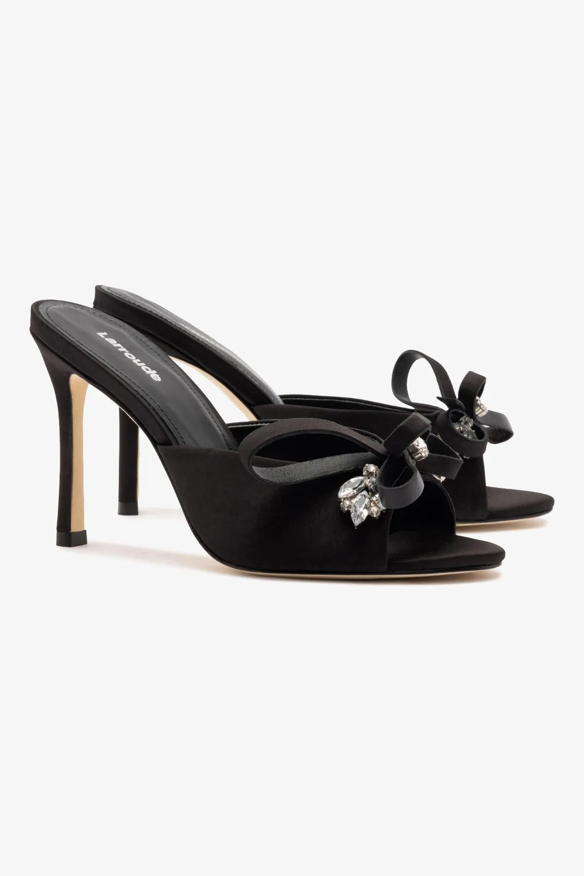 Rosett Mule In Black Satin sold by Larroude product image thumbnail 3
