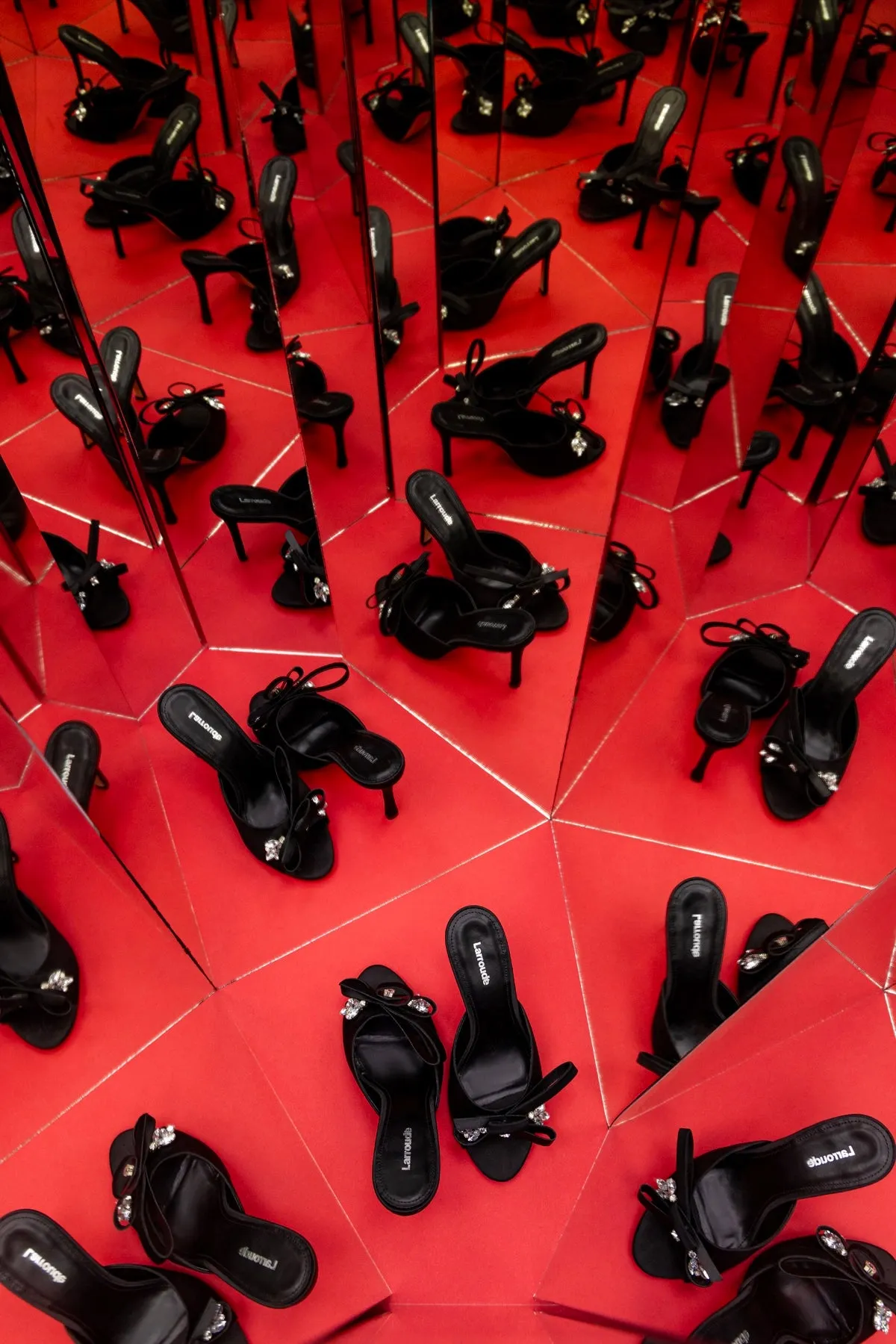 Rosett Mule In Black Satin sold by Larroude product image thumbnail 2