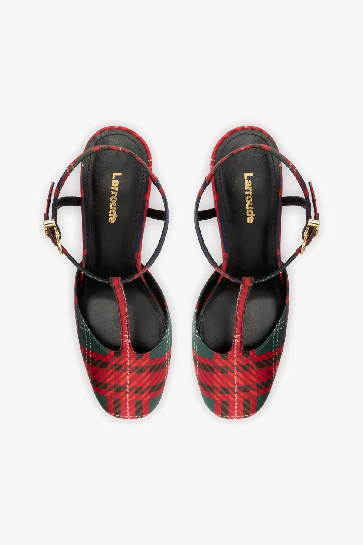 Pixie Pump In Red Tartan Satin sold by Larroude product image thumbnail 5